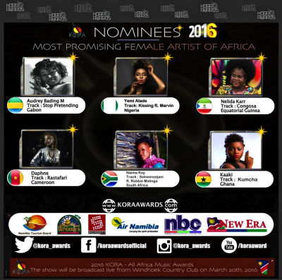 Yemi Alade, Davido, Flavour & More Bag 2016 KORA Awards Nomination, View Full List