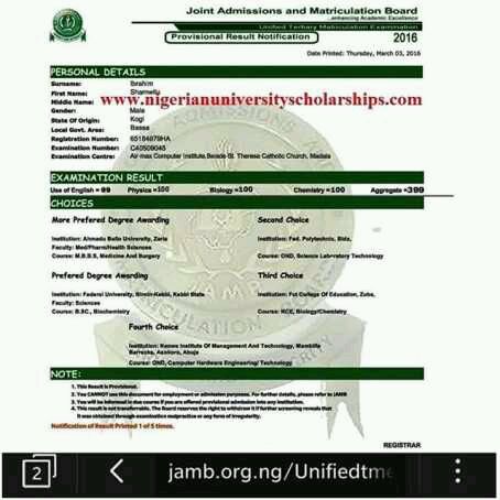 Record breaking! Kogi State student scores 399 out of 400 in the 2016 JAMB UTME