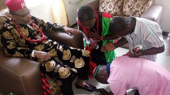 Photos of Biafra members bowing to Nnamdi Kanu