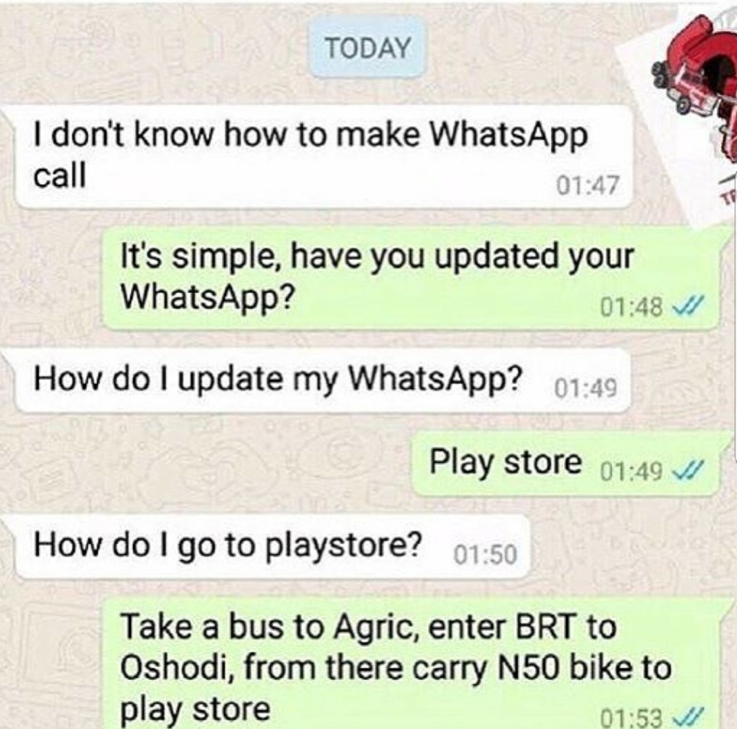 Check out this hilarious convo between friends on how to update WhatsApp