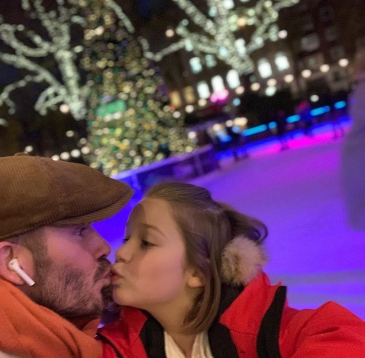 David Beckham and daughter share a kiss but internet users think it’s wrong