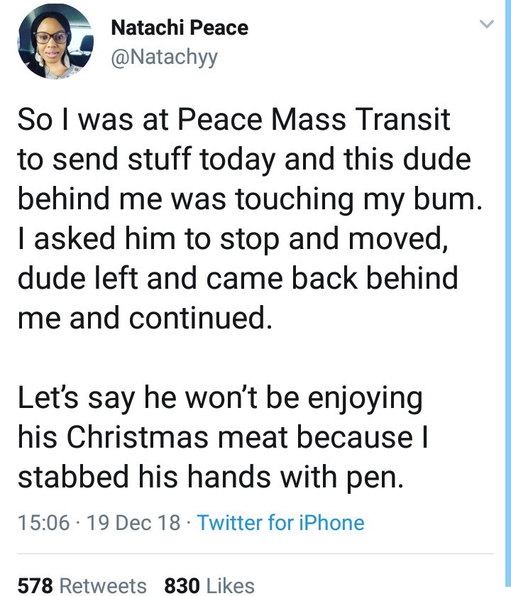 Twitter user narrates how she dealt with a man who was touching her inappropriately in public